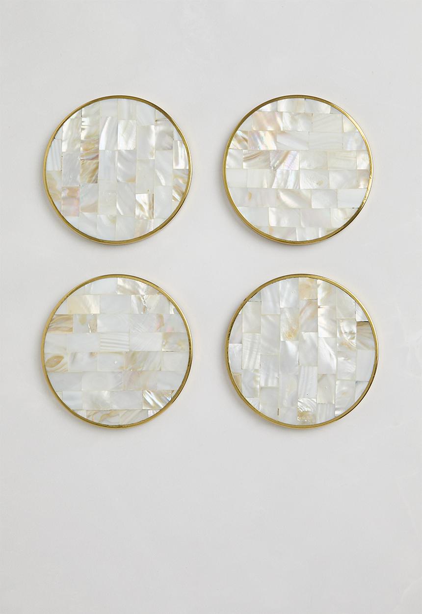 Sixth Floor - Shell in lay coaster set of 4 - Natural
