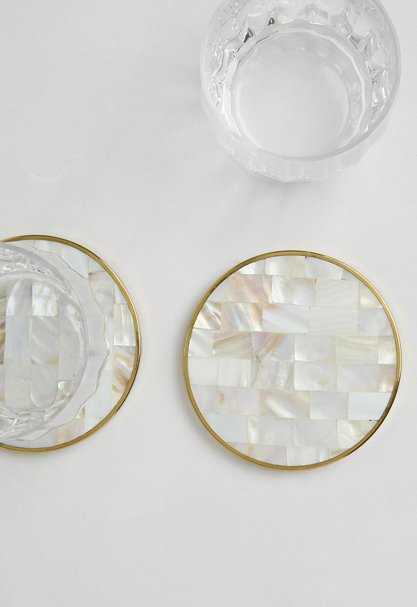 Sixth Floor - Shell in lay coaster set of 4 - Natural