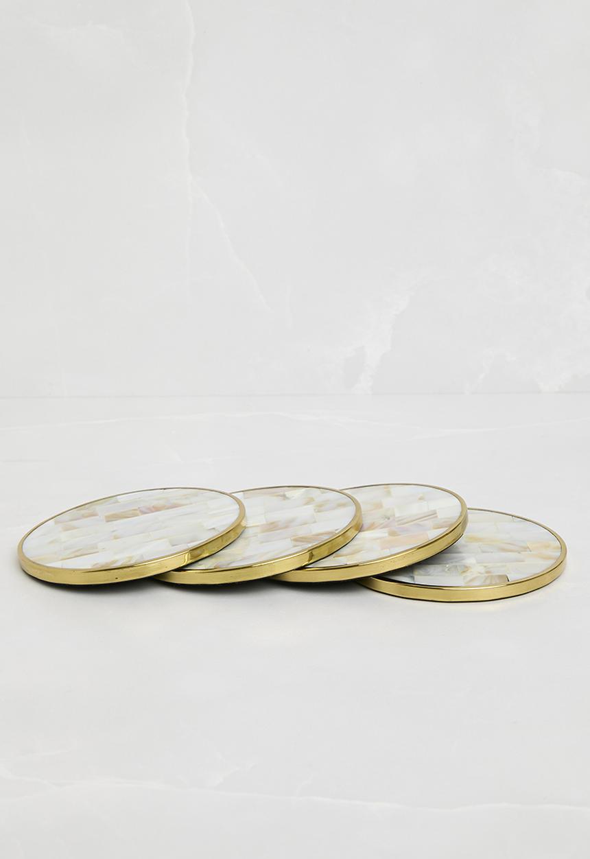 Sixth Floor - Shell in lay coaster set of 4 - Natural