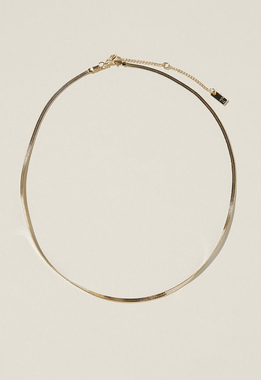 Rubi - Fine Chain Necklace- gold plated herringbone