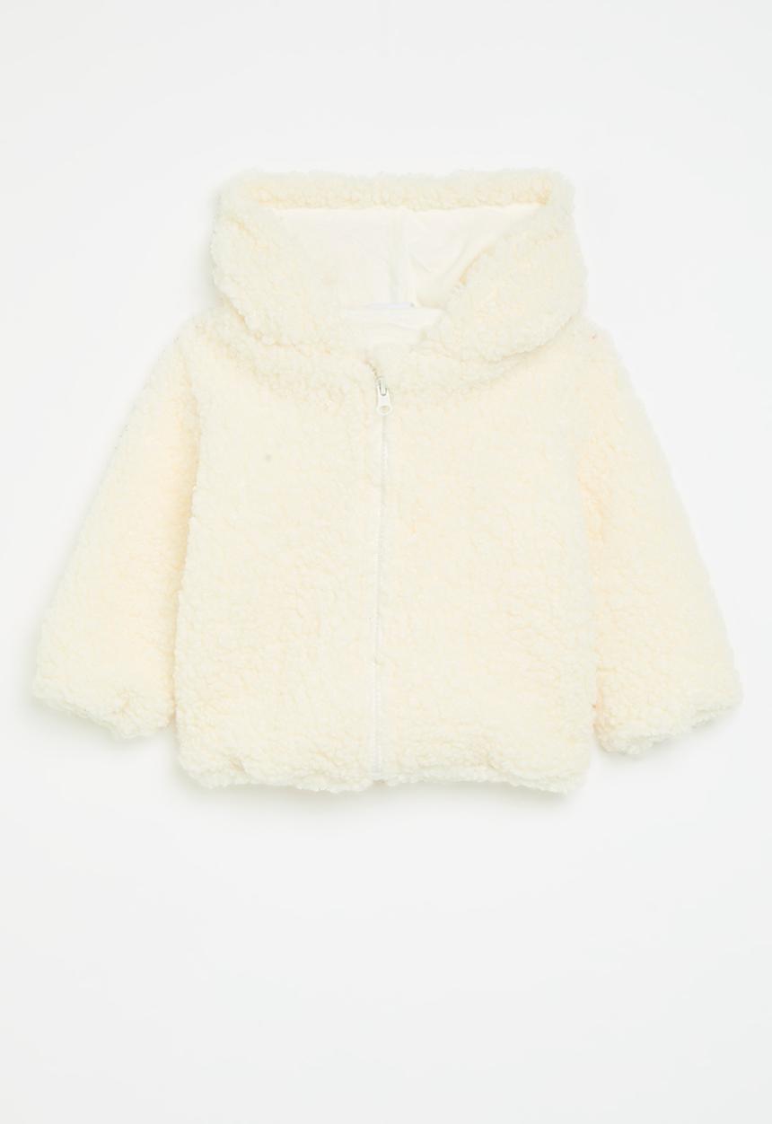 Pop Candy - Hooded teddy fleece jacket - white