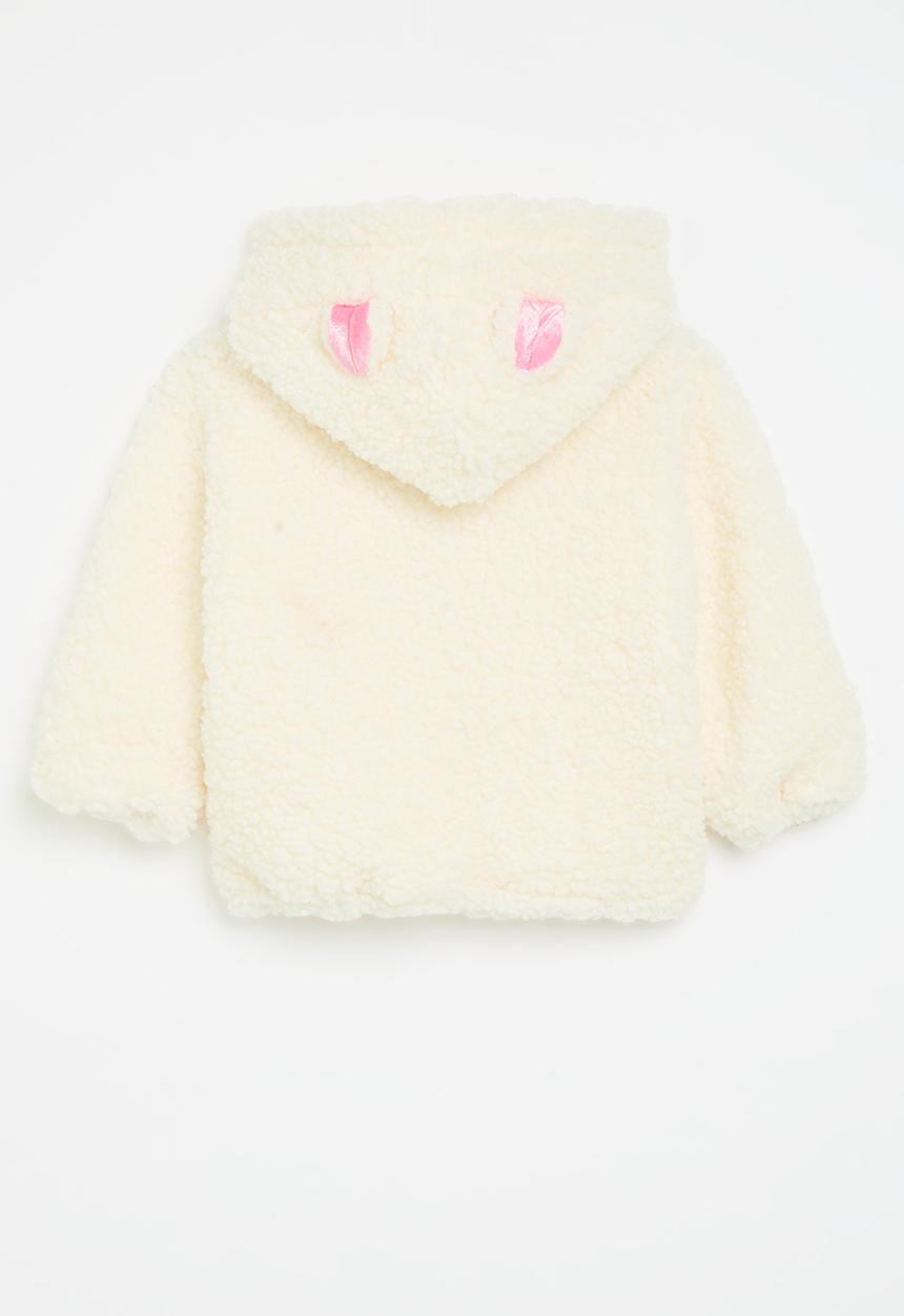 Pop Candy - Hooded teddy fleece jacket - white