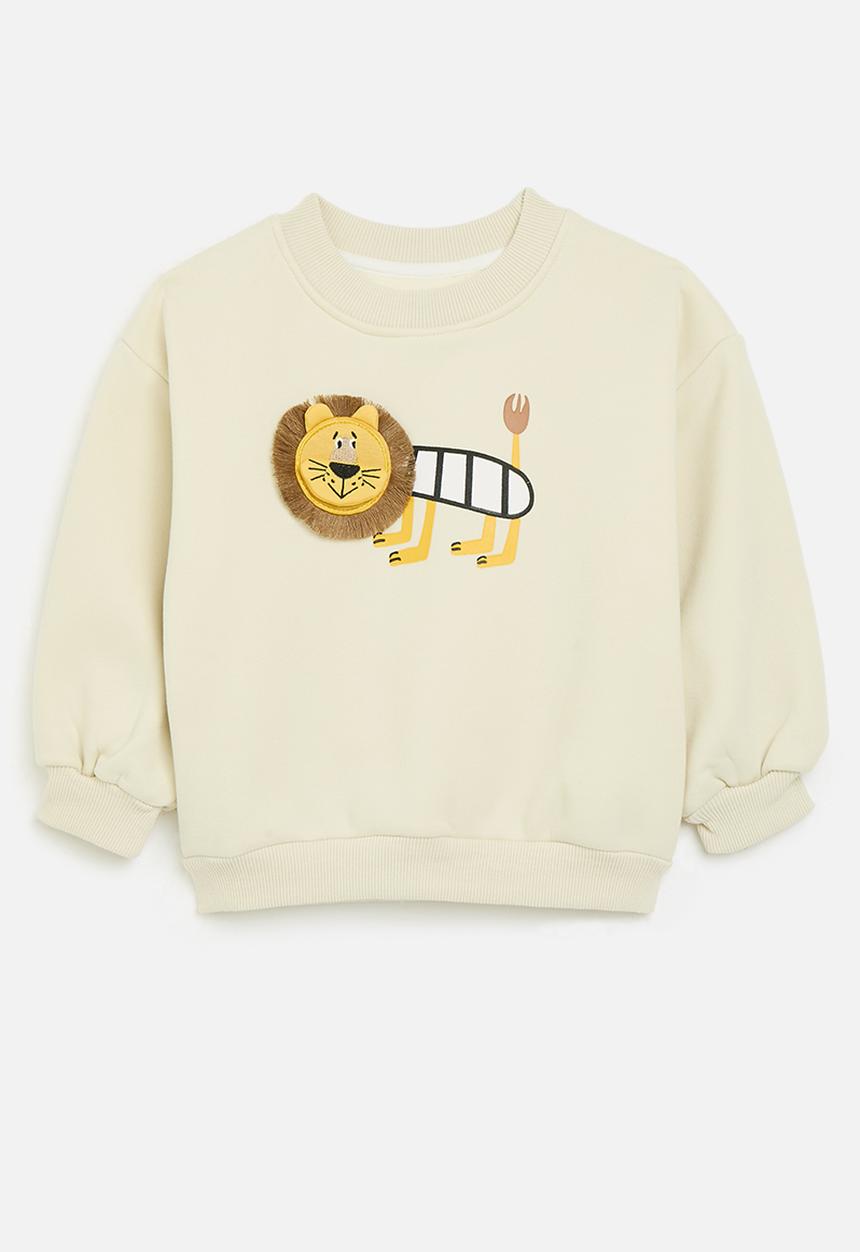 Pop Candy - Lion applique sweat top - ecru