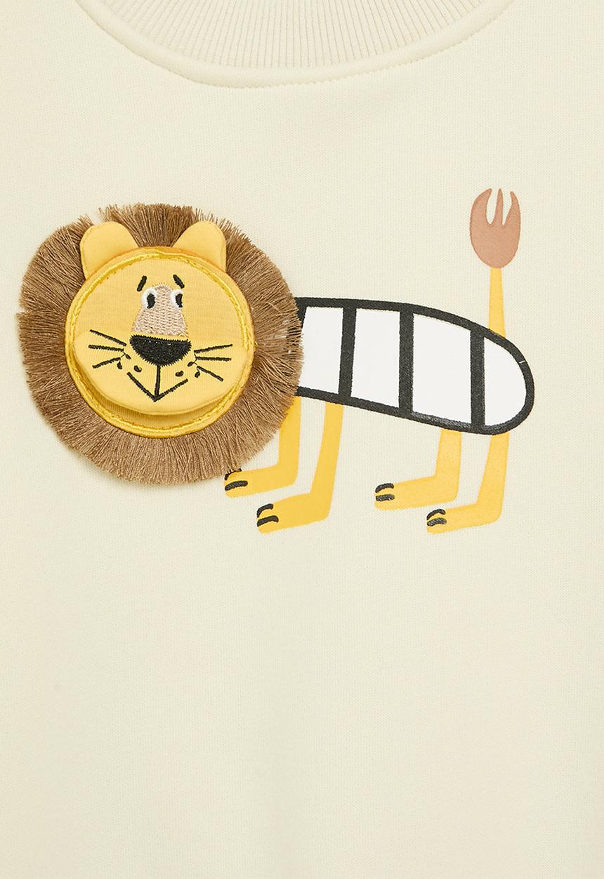 Pop Candy - Lion applique sweat top - ecru