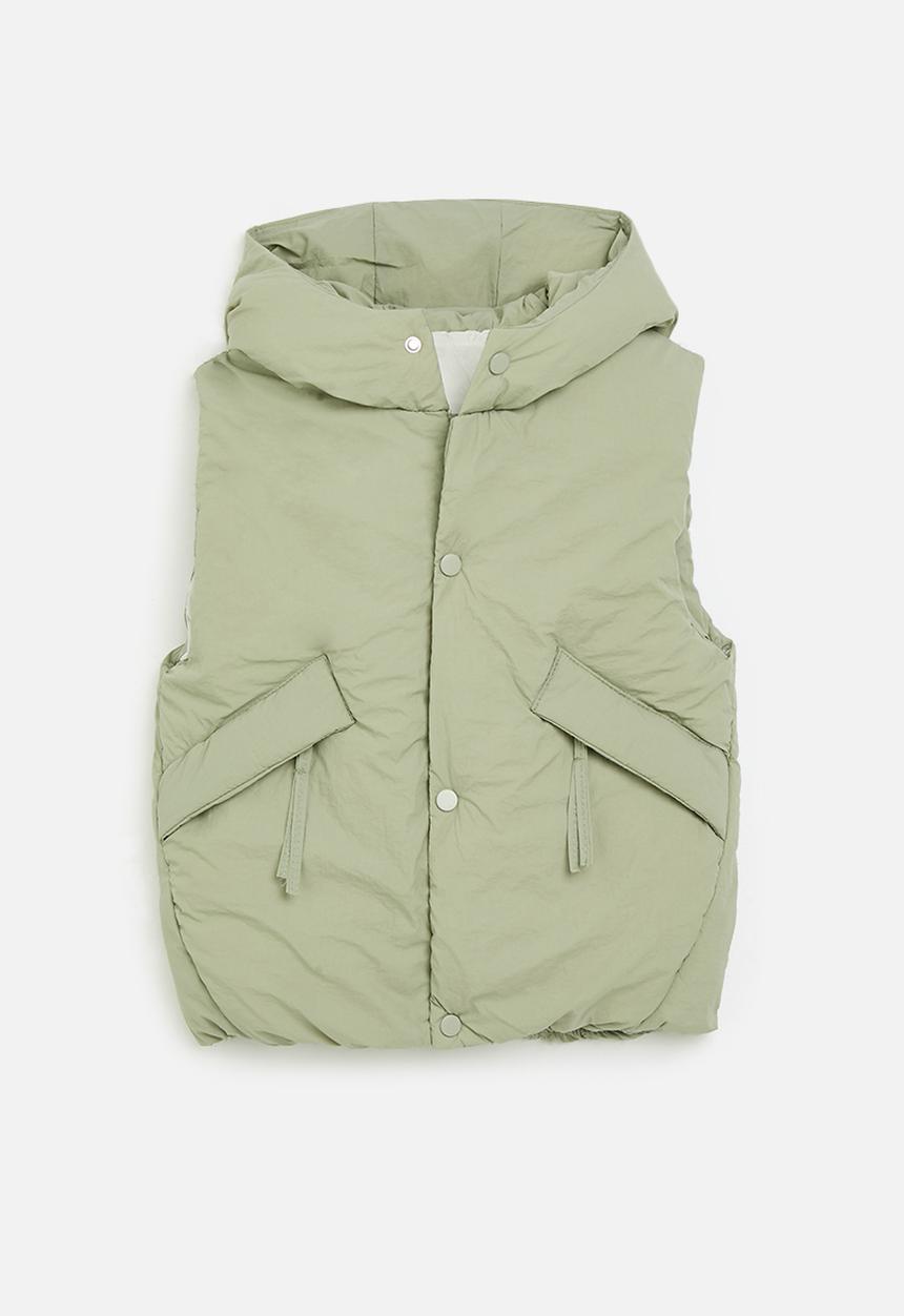 Pop Candy - Hooded gilet - sage green