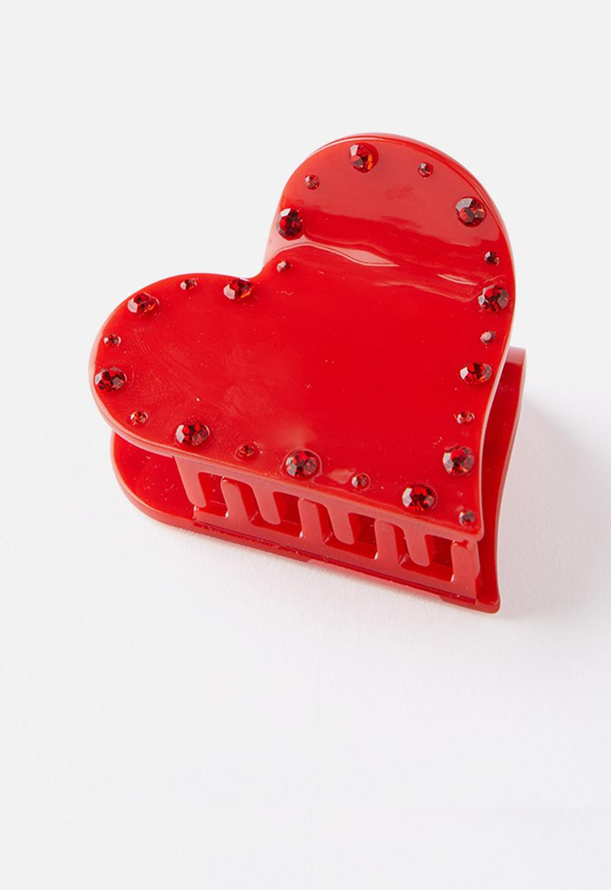 Rubi - Lily Hair Claw - red diamante heart