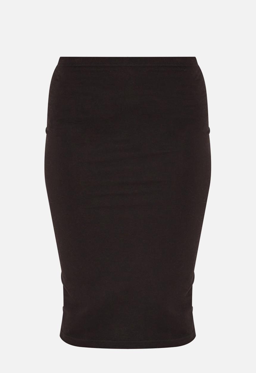PrettyLittleThing - Basic cotton blend jersey midi skirt - black