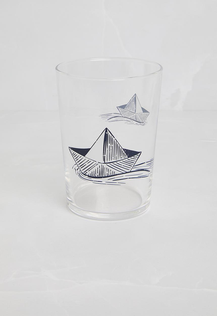Excellent Houseware - Paper boat drinking glass set of 2 - blue