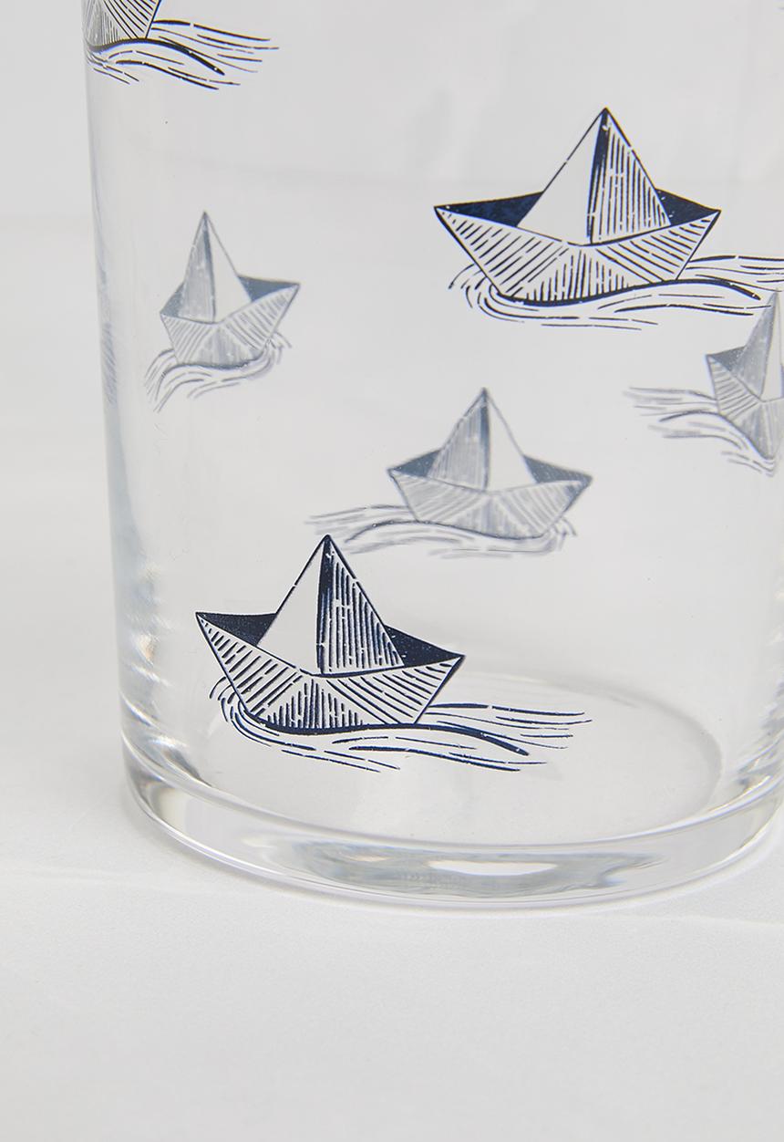 Excellent Houseware - Paper boat drinking glass set of 2 - blue