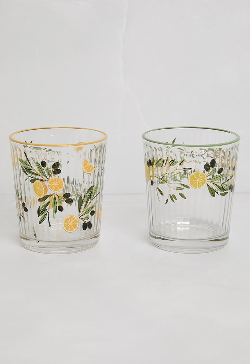 Excellent Houseware - Harvest drinking glass set of 2 - multi