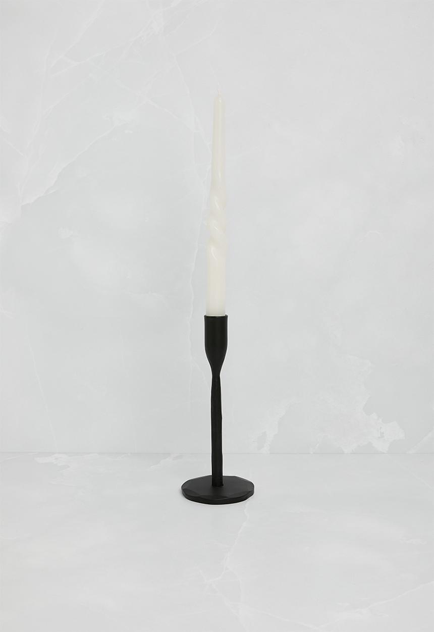 H&S - Tapered iron candle holder - black