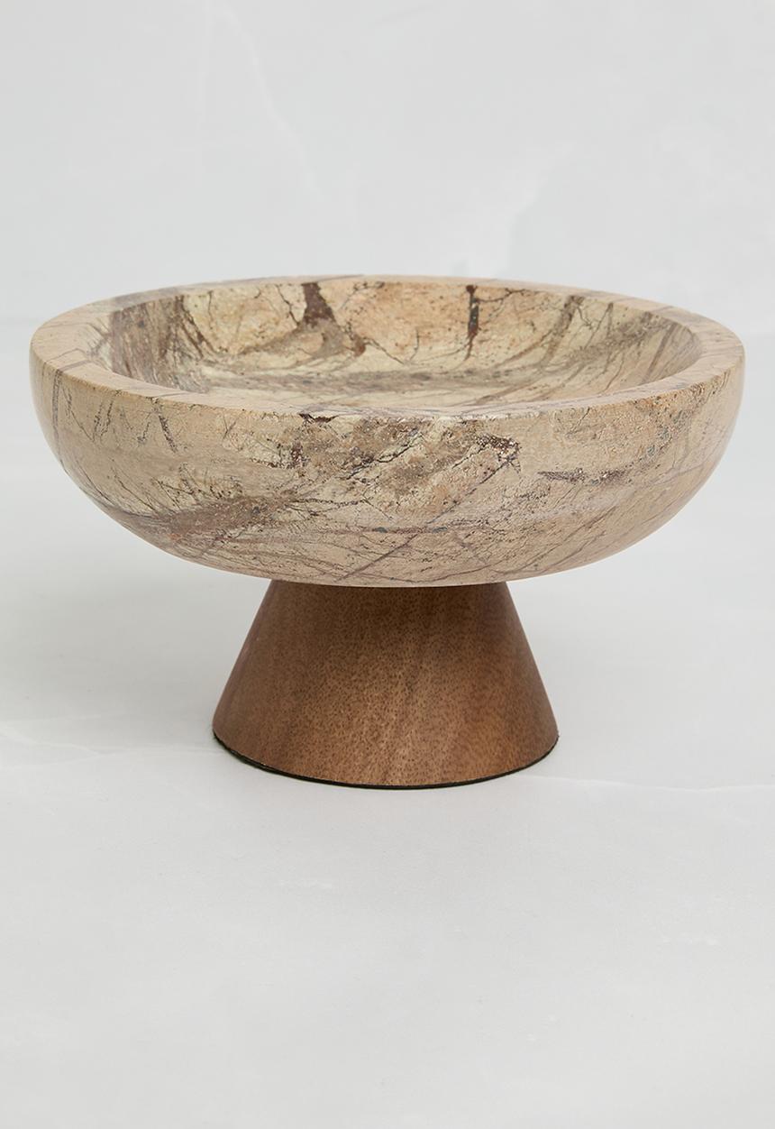 Sixth Floor - Marble & Wood Decorative Bowl - Natural
