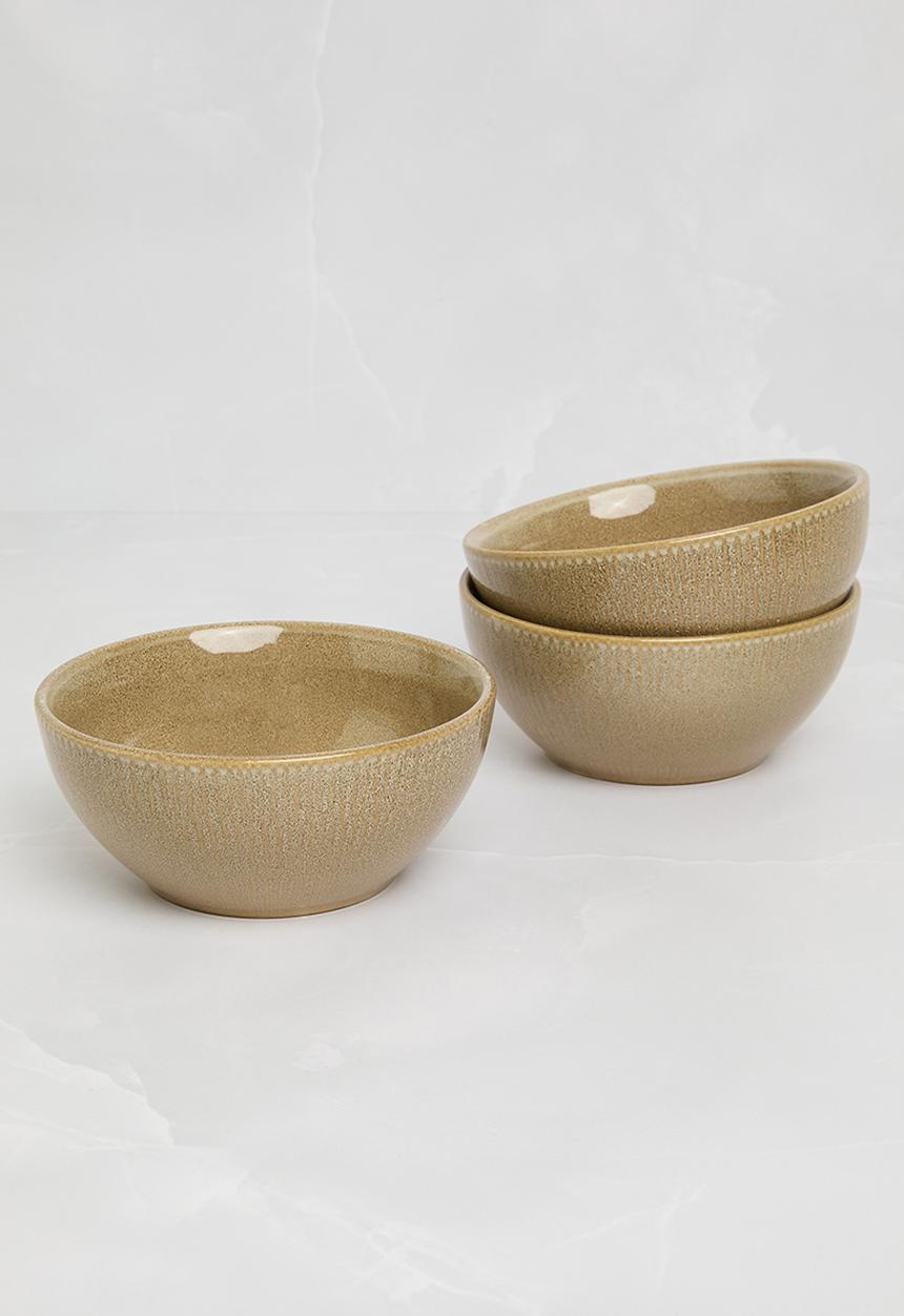 Excellent Houseware - Haze serving bowl set of 3 - taupe