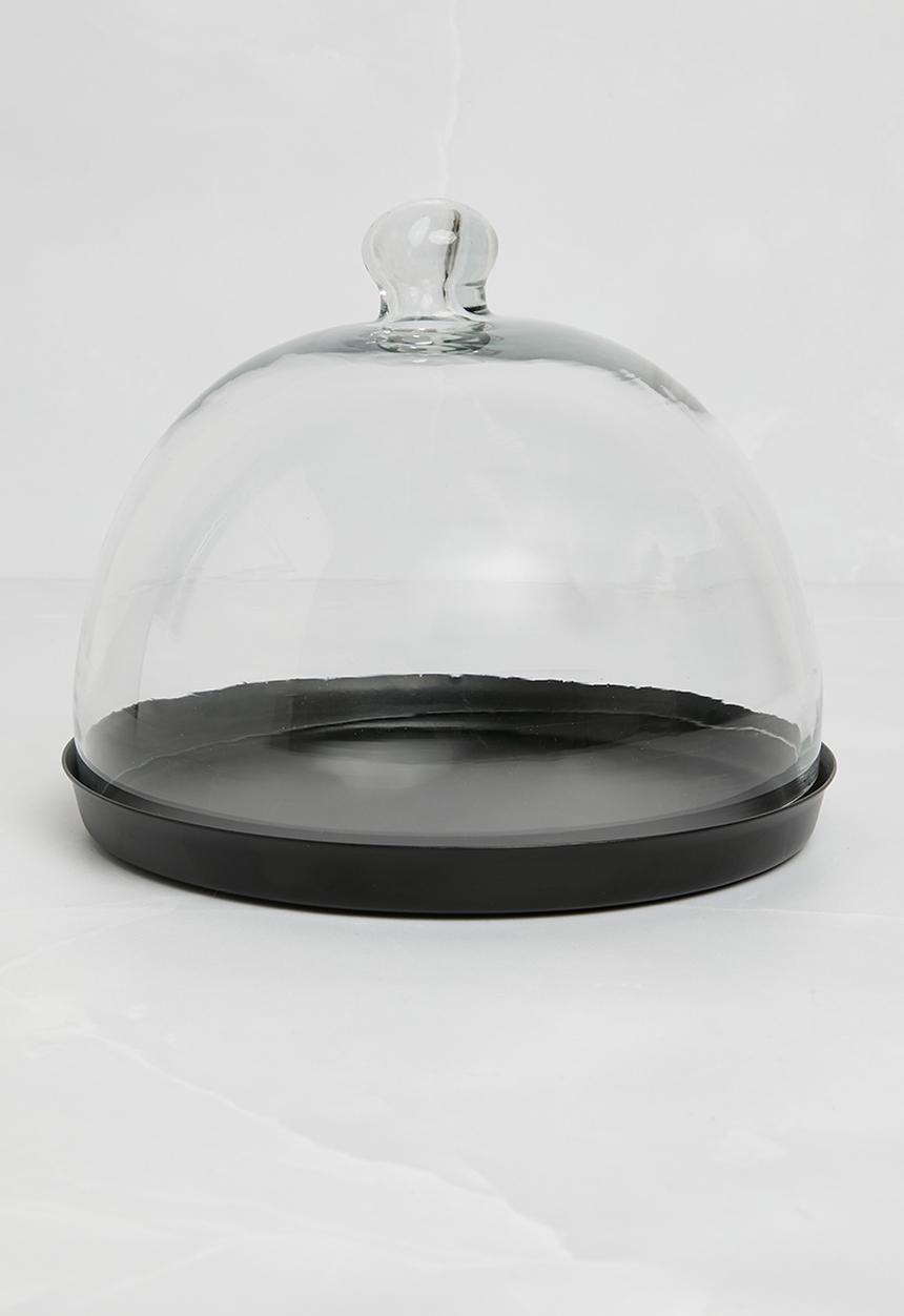 Sixth Floor - Metal cheese platter with glass dome - Black