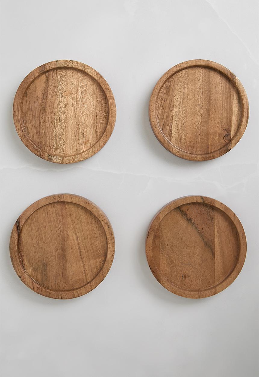 Sixth Floor - Mango wood coaster set of 4 - Natural