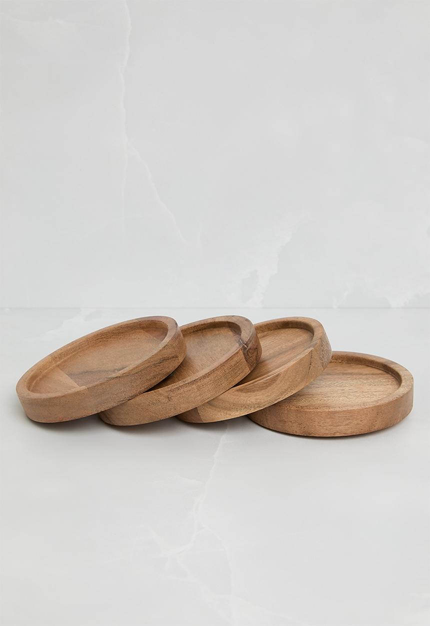 Sixth Floor - Mango wood coaster set of 4 - Natural