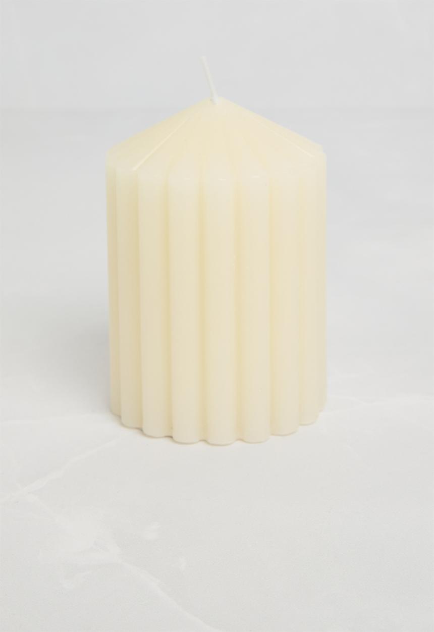 H&S - Reeded pillar candle - ivory