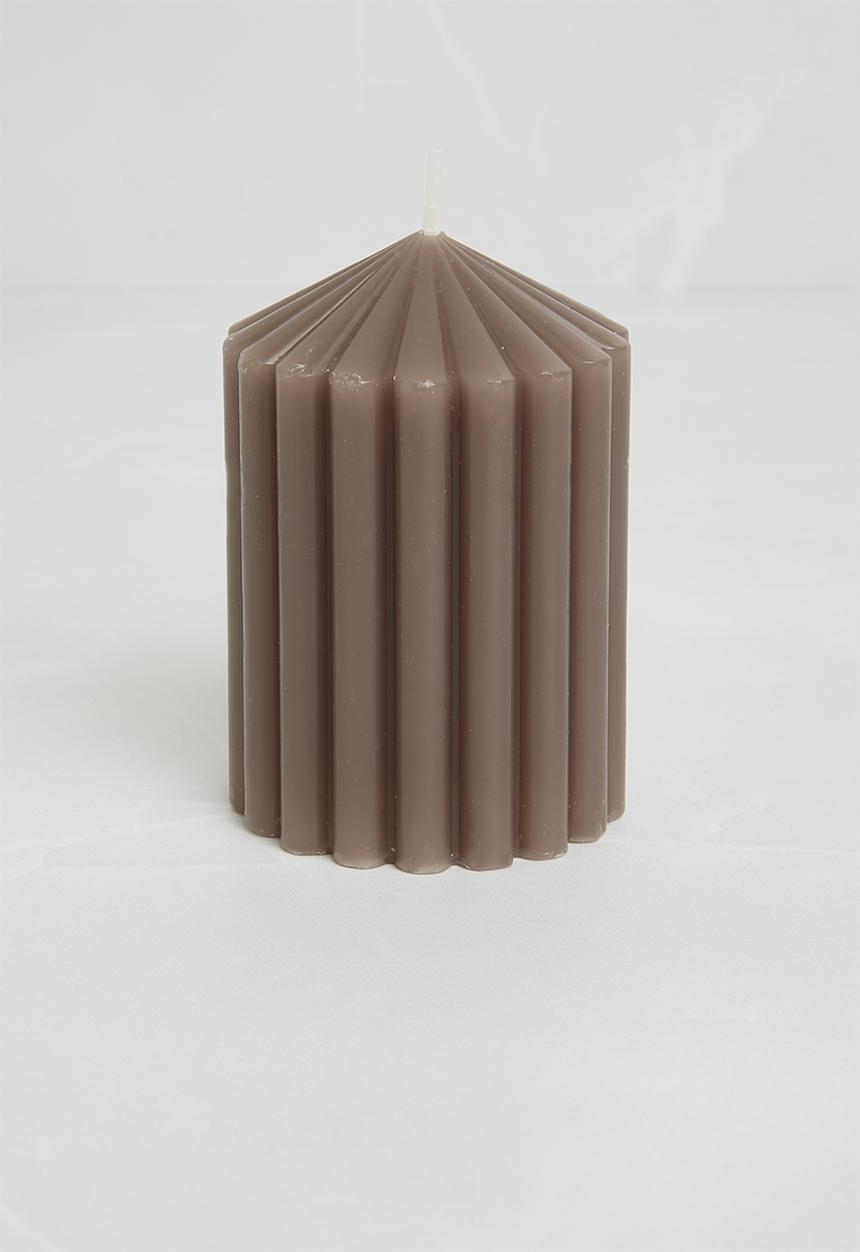 H&S - Reeded pillar candle - grey