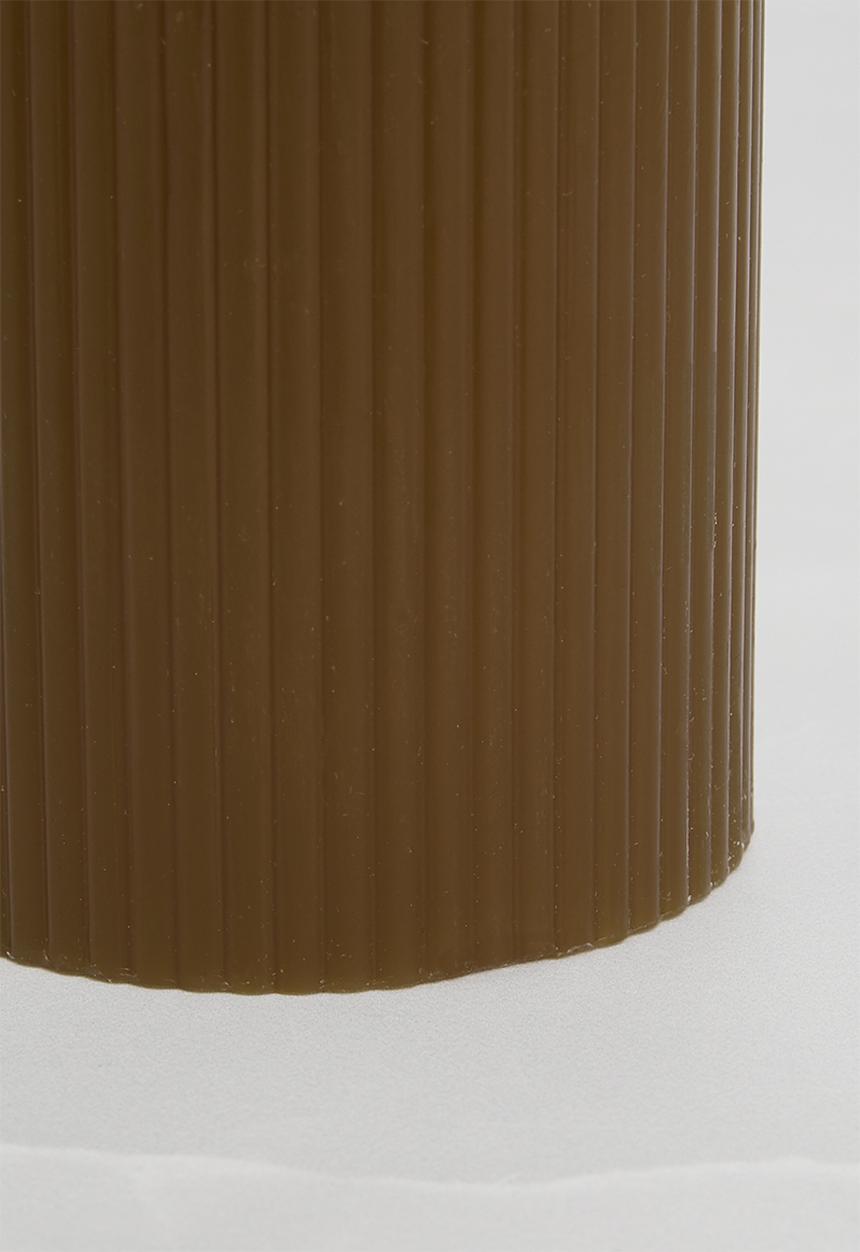 H&S - Wide Ribbed pillar candle - mud