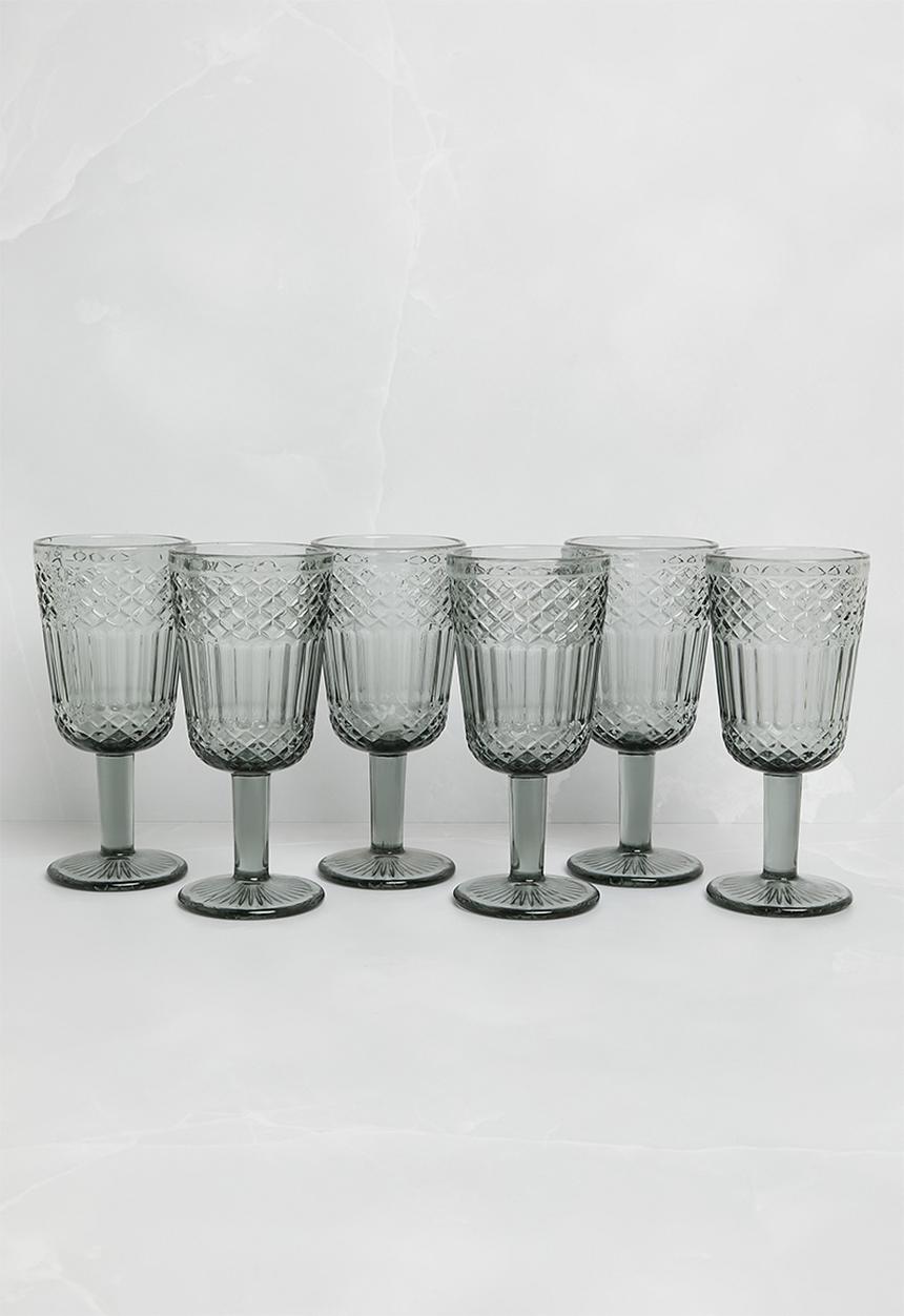 Excellent Houseware - Embossed wine glass set of 6