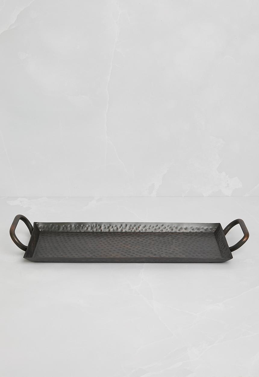 Sixth Floor - Hammered metal baguette tray - black
