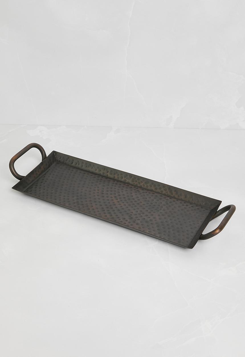 Sixth Floor - Hammered metal baguette tray - black