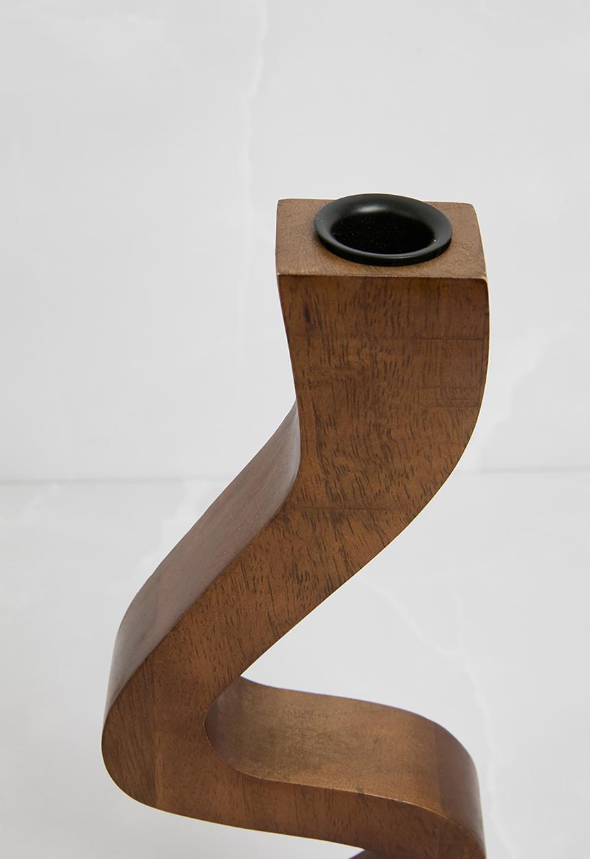 Sixth Floor - Wavy wooden Candle Holder set of 2