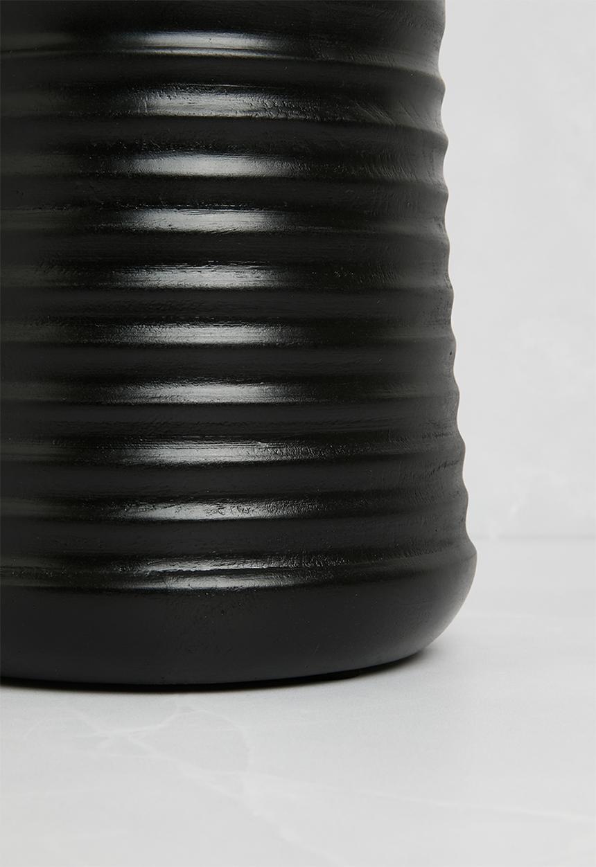 Sixth Floor - Carved mango wood utensil holder - black