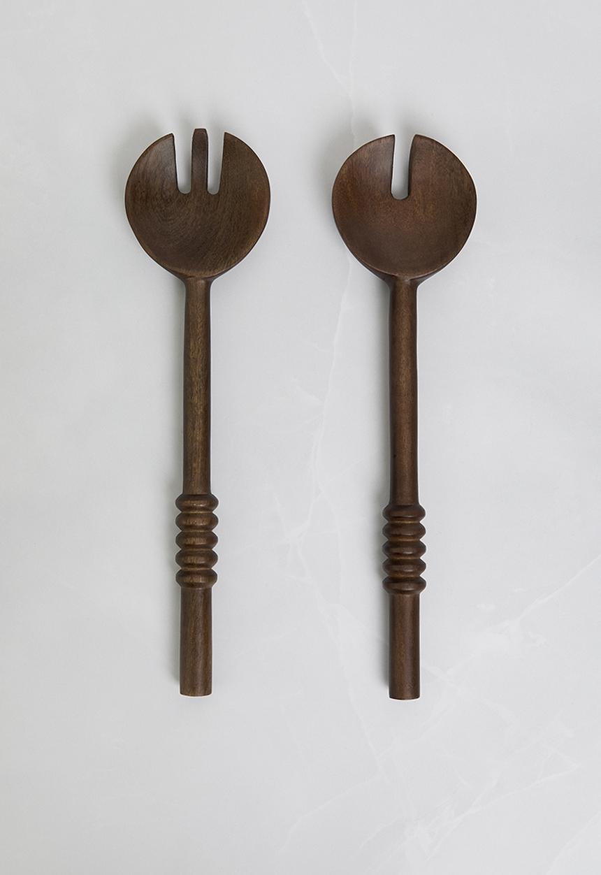 Sixth Floor - Carved wood serving spoons set of 2 - natural
