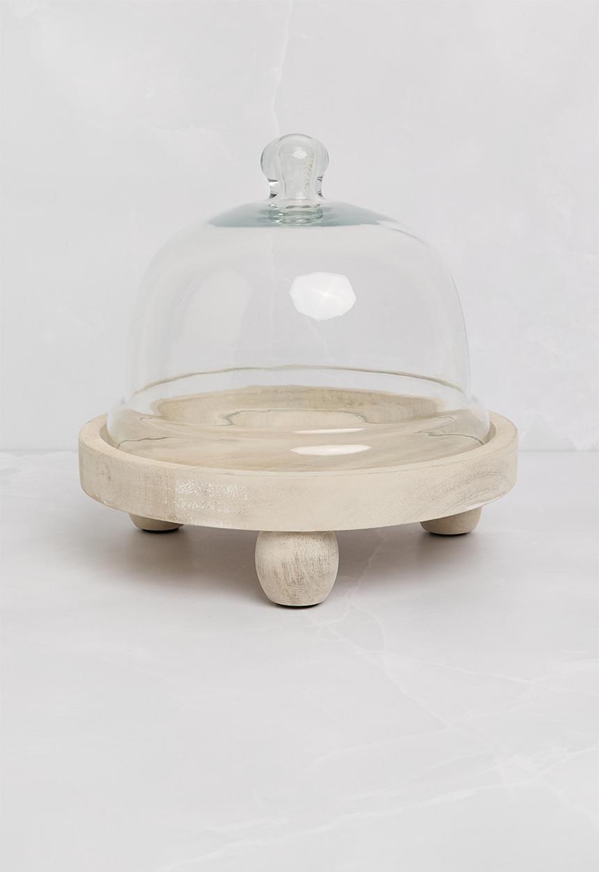Sixth Floor - Lia mango wood food stand w dome - Natural