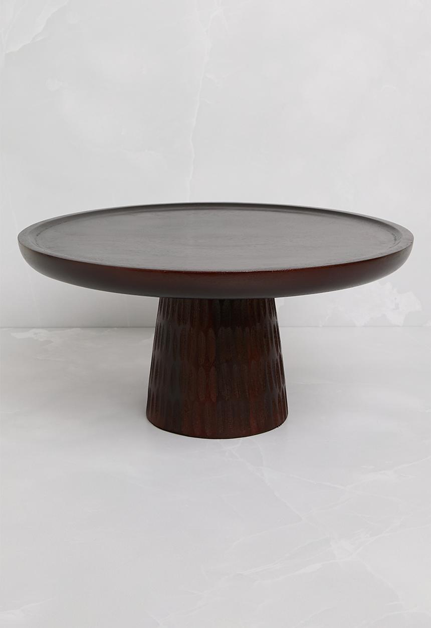 Sixth Floor - Carved mango wood cake stand  -  Natural