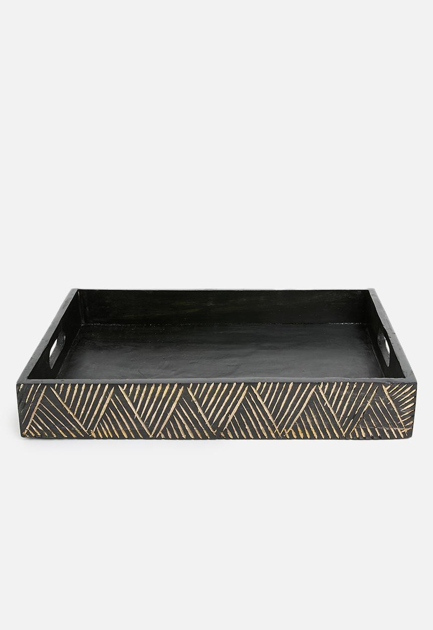 Excellent Houseware - Indica wooden tray - black