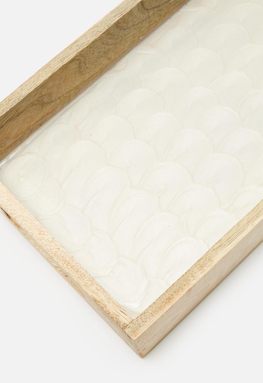 Excellent Houseware - Indica wooden serving tray w enamel finish set of 2 - Natural
