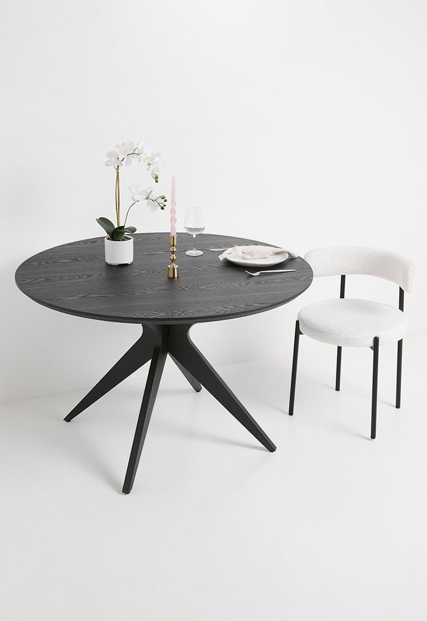 Sixth Floor - Miko round veneer dining table - black