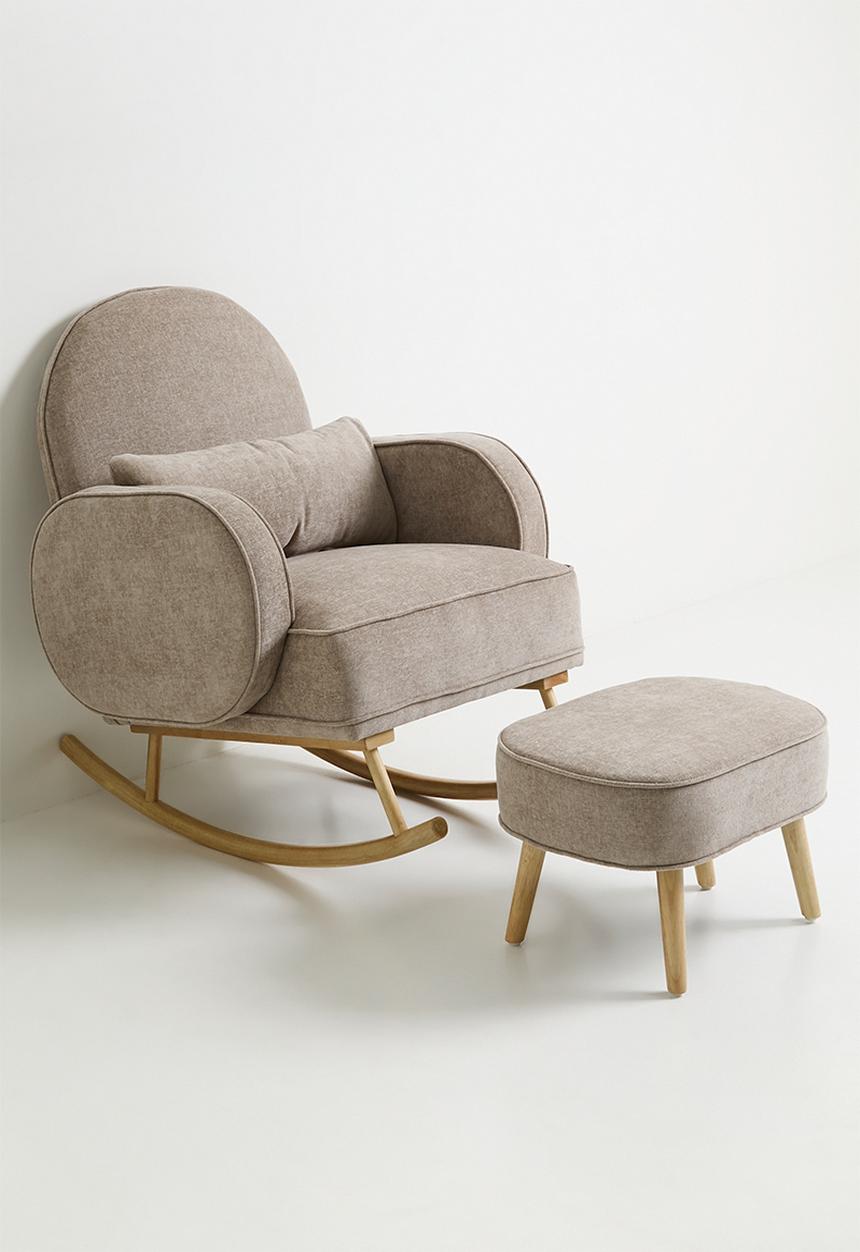 Sixth Floor - Phiri rocking chair & foot stool - stone