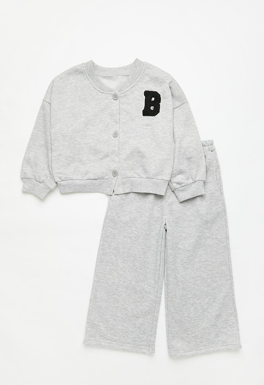 Pop Candy - Fleece cardigan & sweatpants set - grey