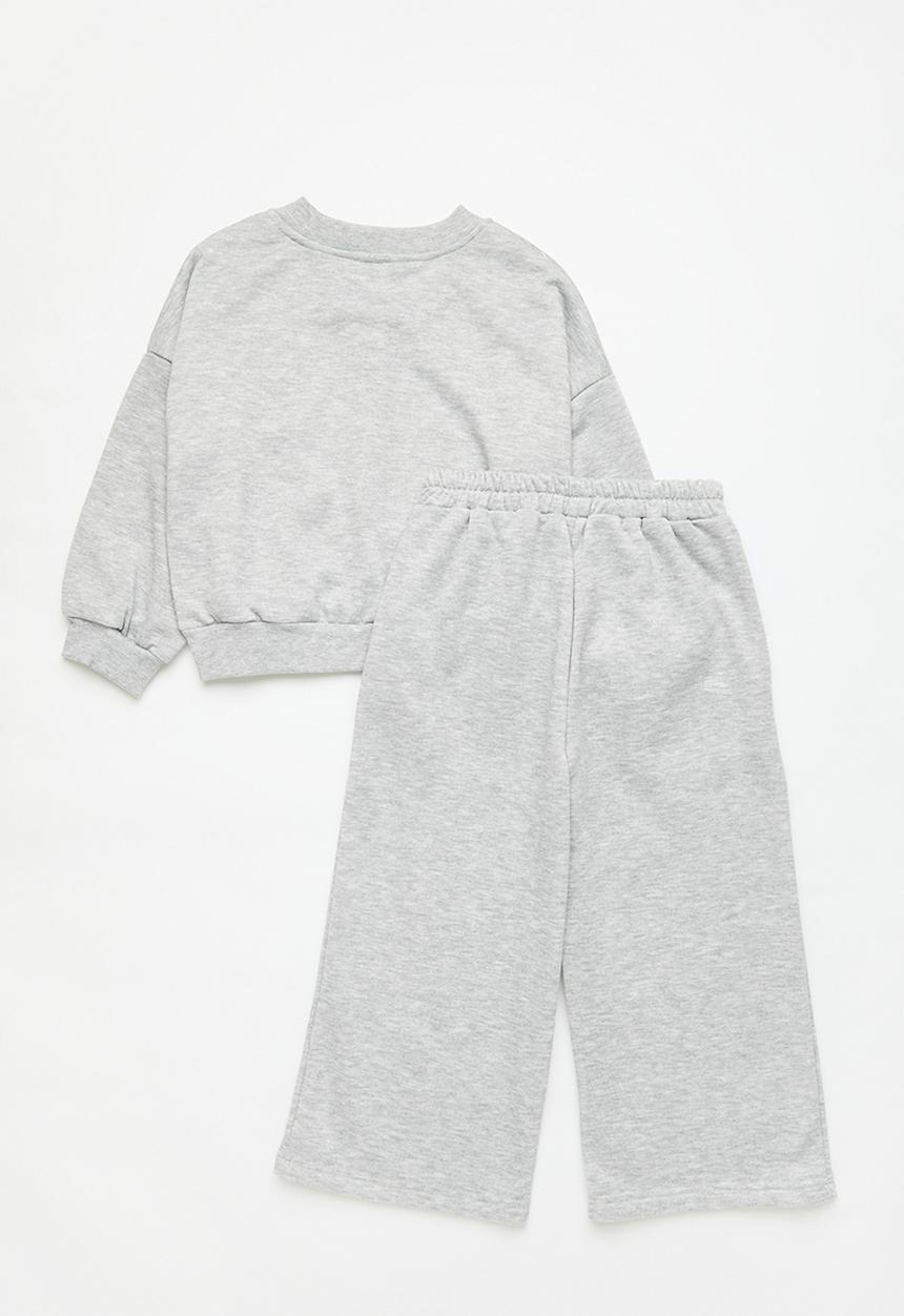 Pop Candy - Fleece cardigan & sweatpants set - grey