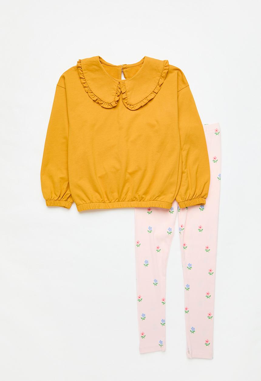 Pop Candy - Sweatshirt & legging set - mustard & pink