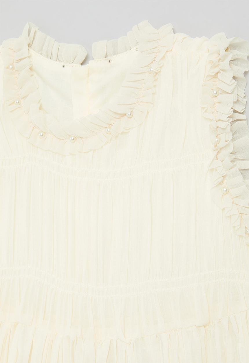Pop Candy - Asymetrical tiered dress - cream