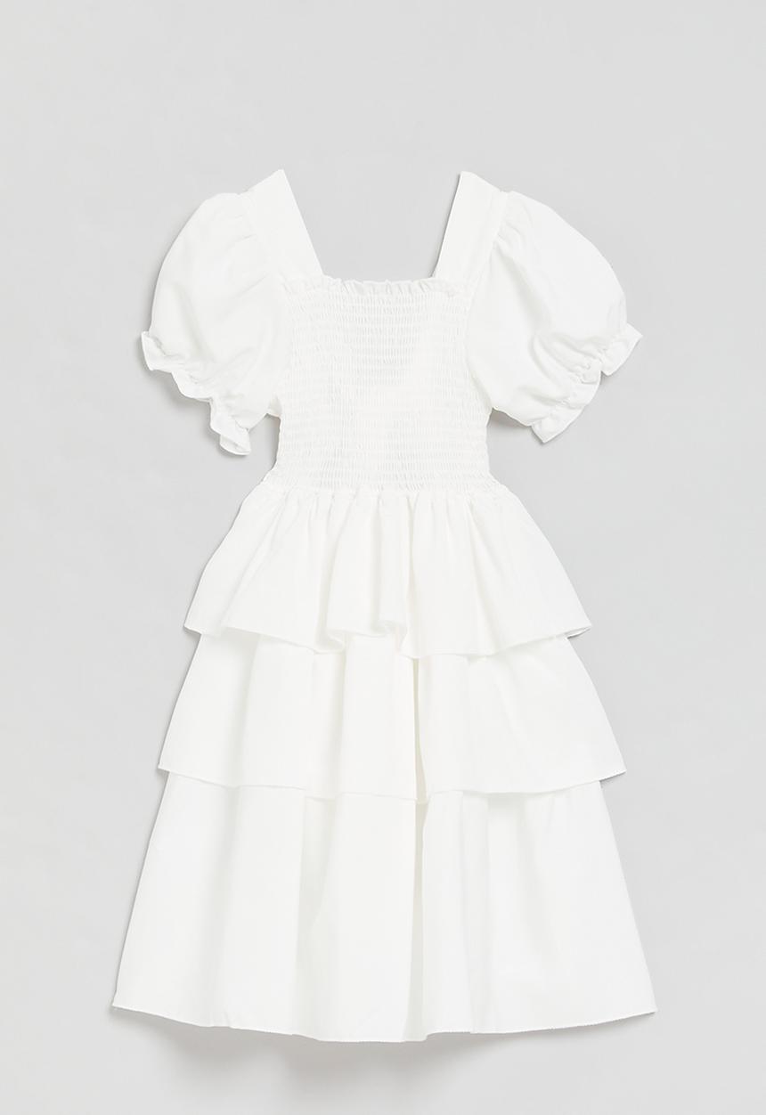 Pop Candy - Smock tiered dress - white