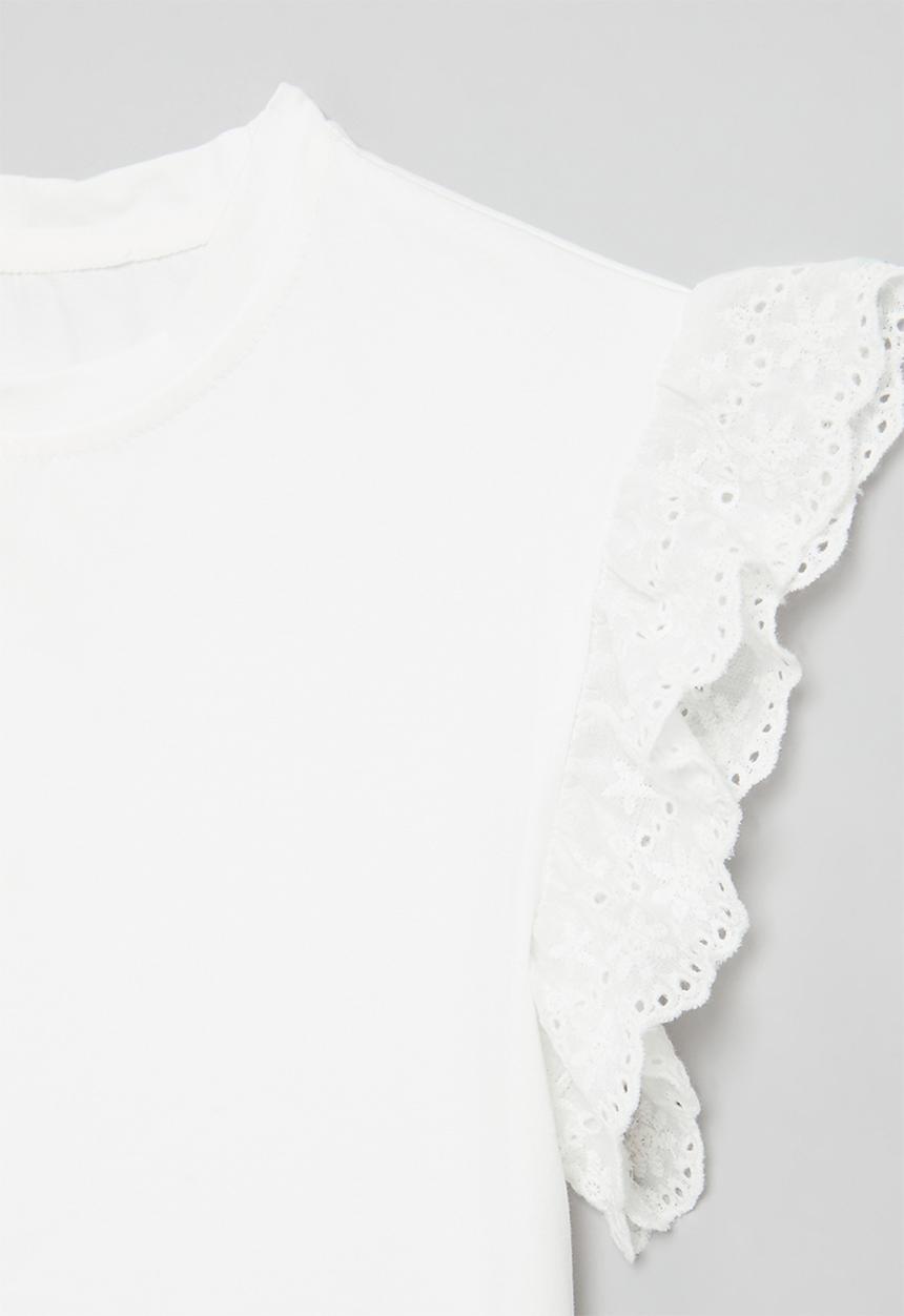 Pop Candy - Anglaise sleeve tee - white