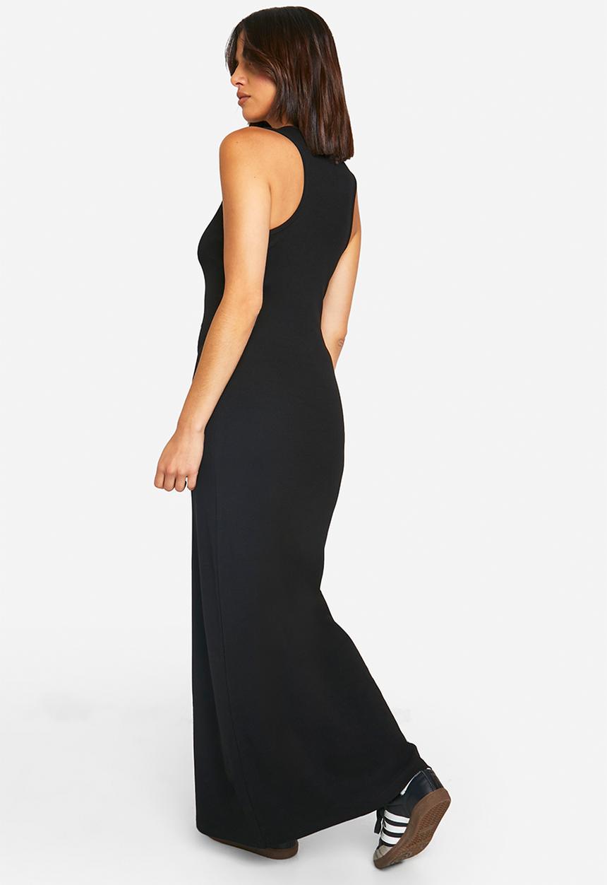 boohoo - Basic Rib Fit And Flare Maxi - Black
