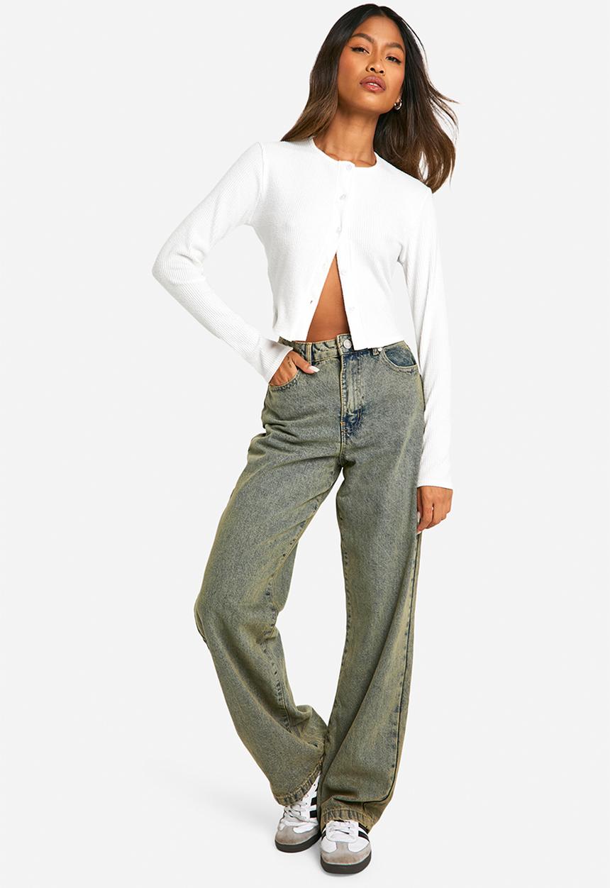boohoo - Basics High Waisted Boyfriend Jeans - Light Sand