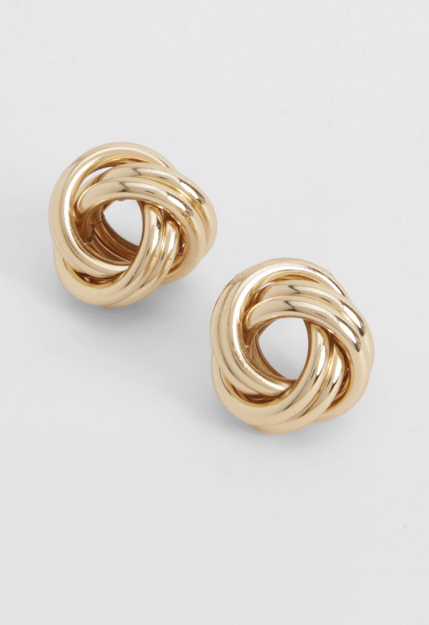 boohoo - Knot detail stud earrings - gold