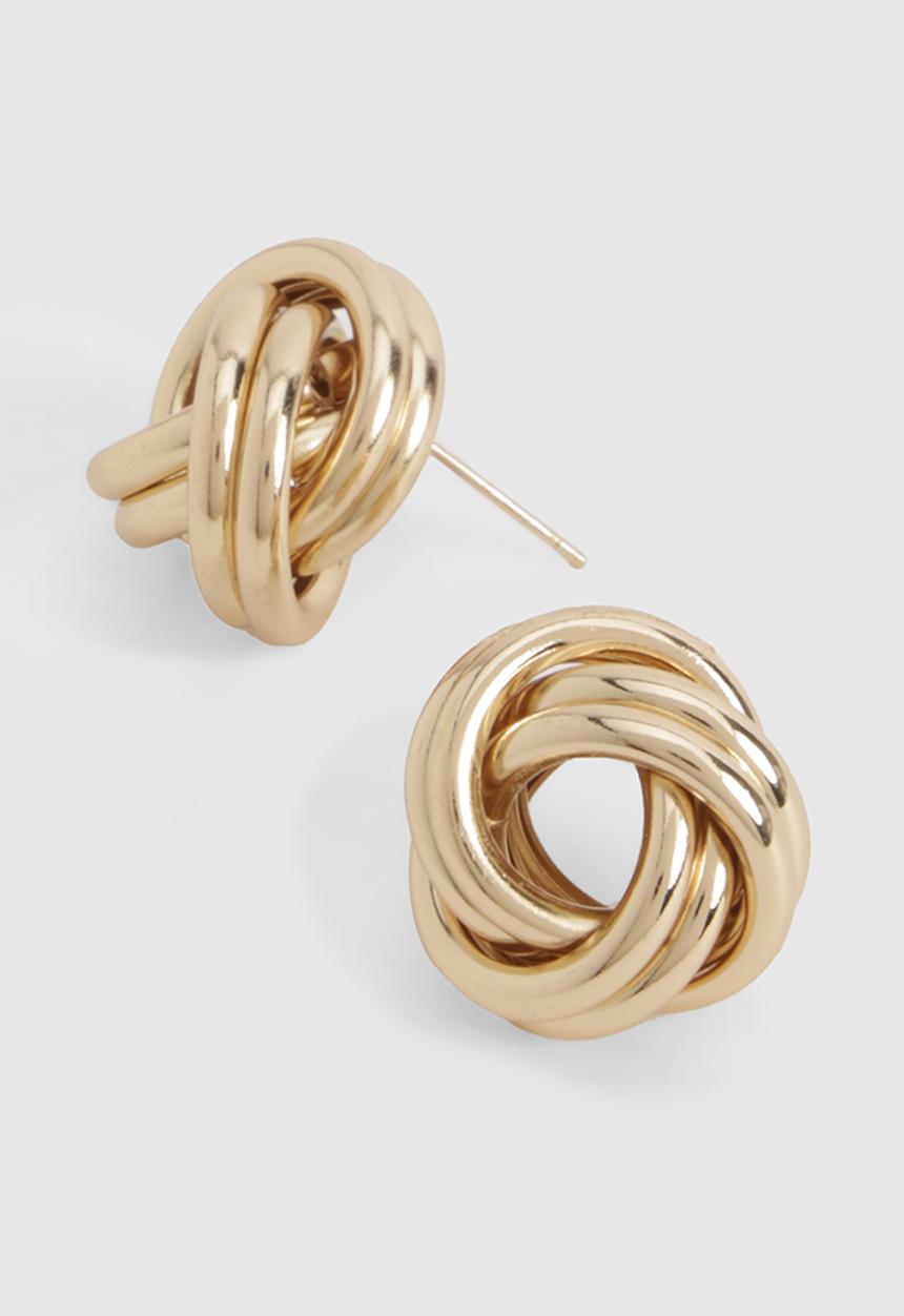 boohoo - Knot detail stud earrings - gold