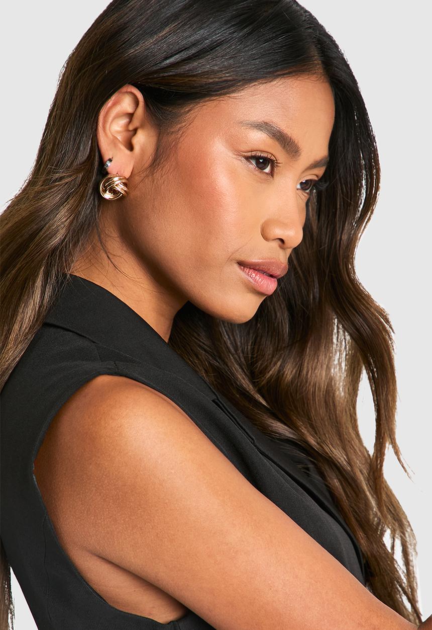 boohoo - Knot detail stud earrings - gold