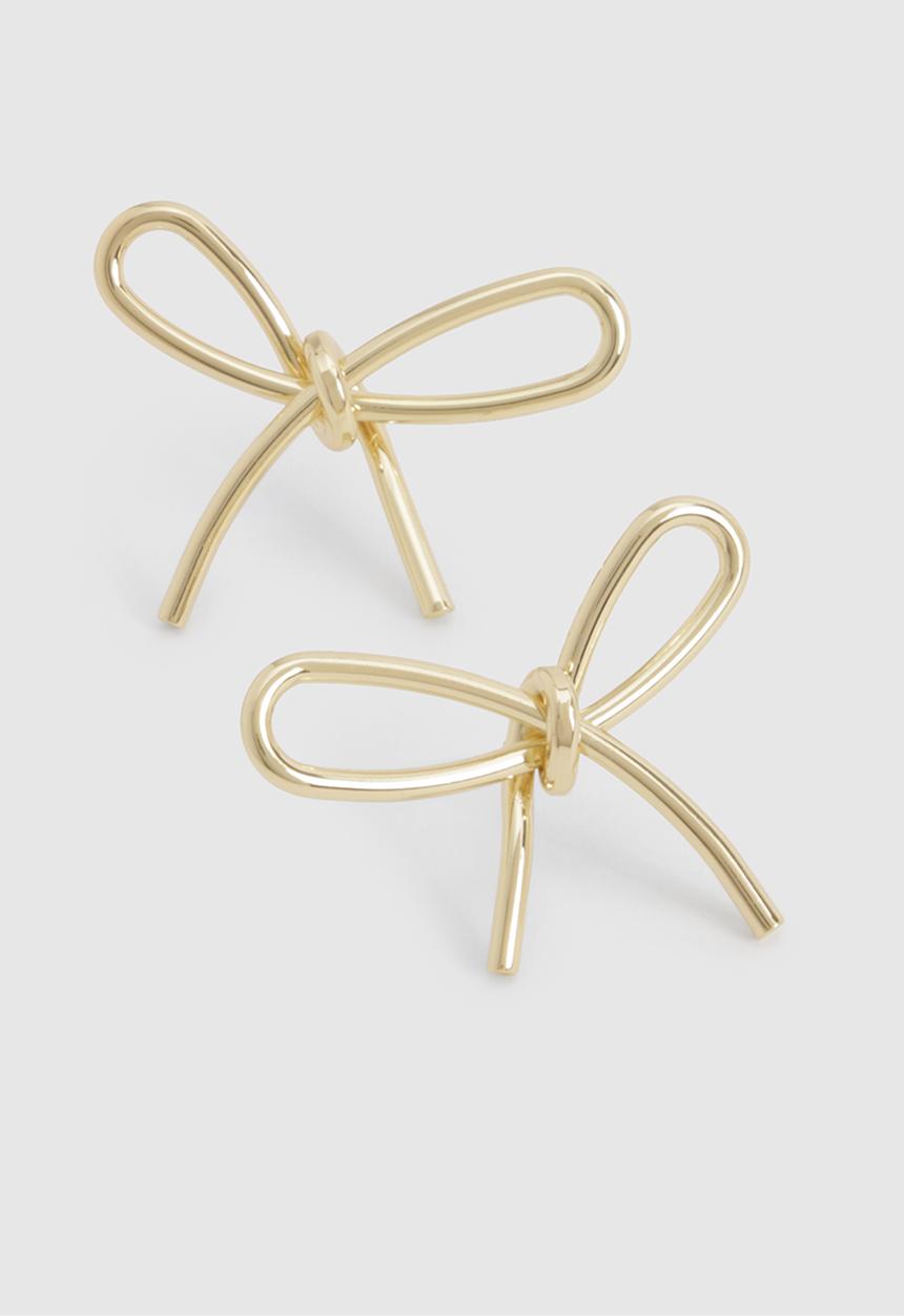 boohoo - Oversized statement knot bow earrings - gold