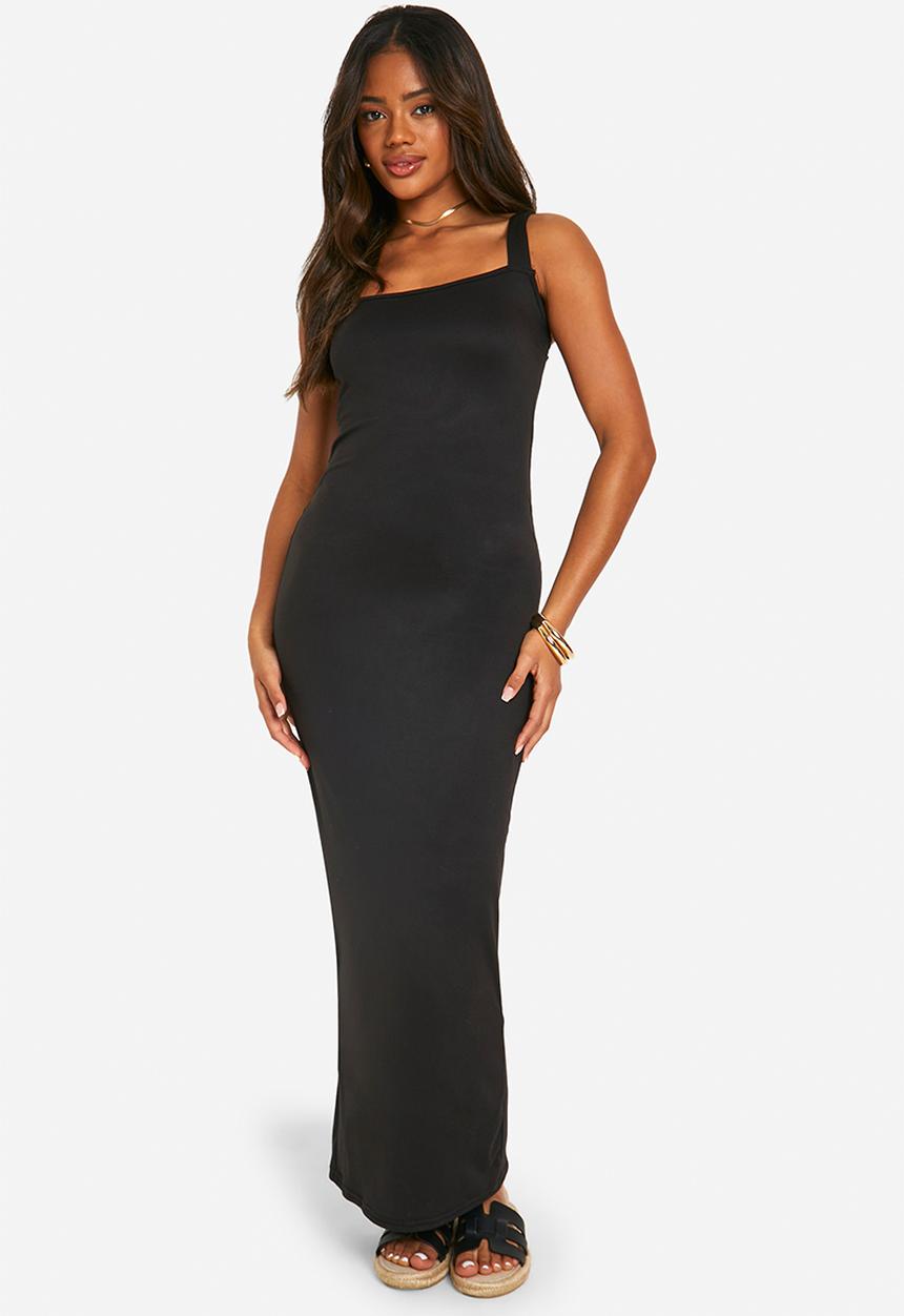 boohoo - Super Soft Square Neck Maxi Dress - Black