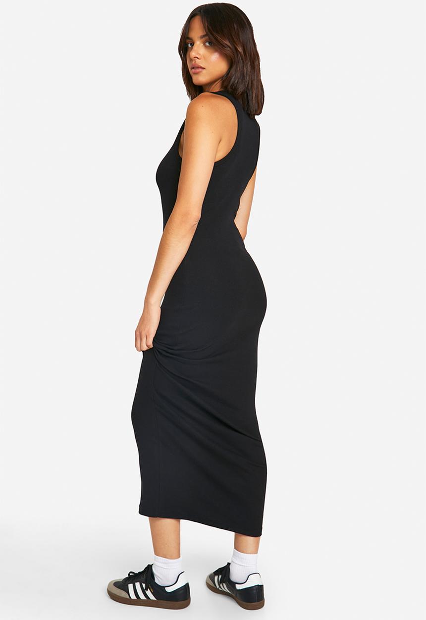 boohoo - Basic Rib Racer Midaxi Dress - Black