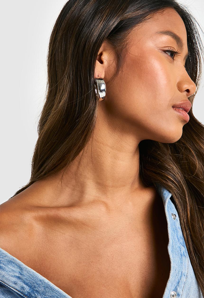 boohoo - Simple silver chunky earrings - silver